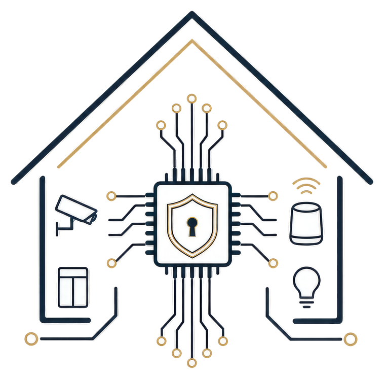 SmartnSecure Logo – Smart Home mit Mikrochip & Schild
